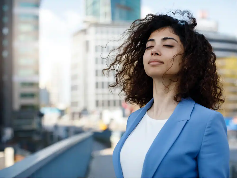 A woman looking refreshed