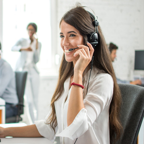 woman with a headset